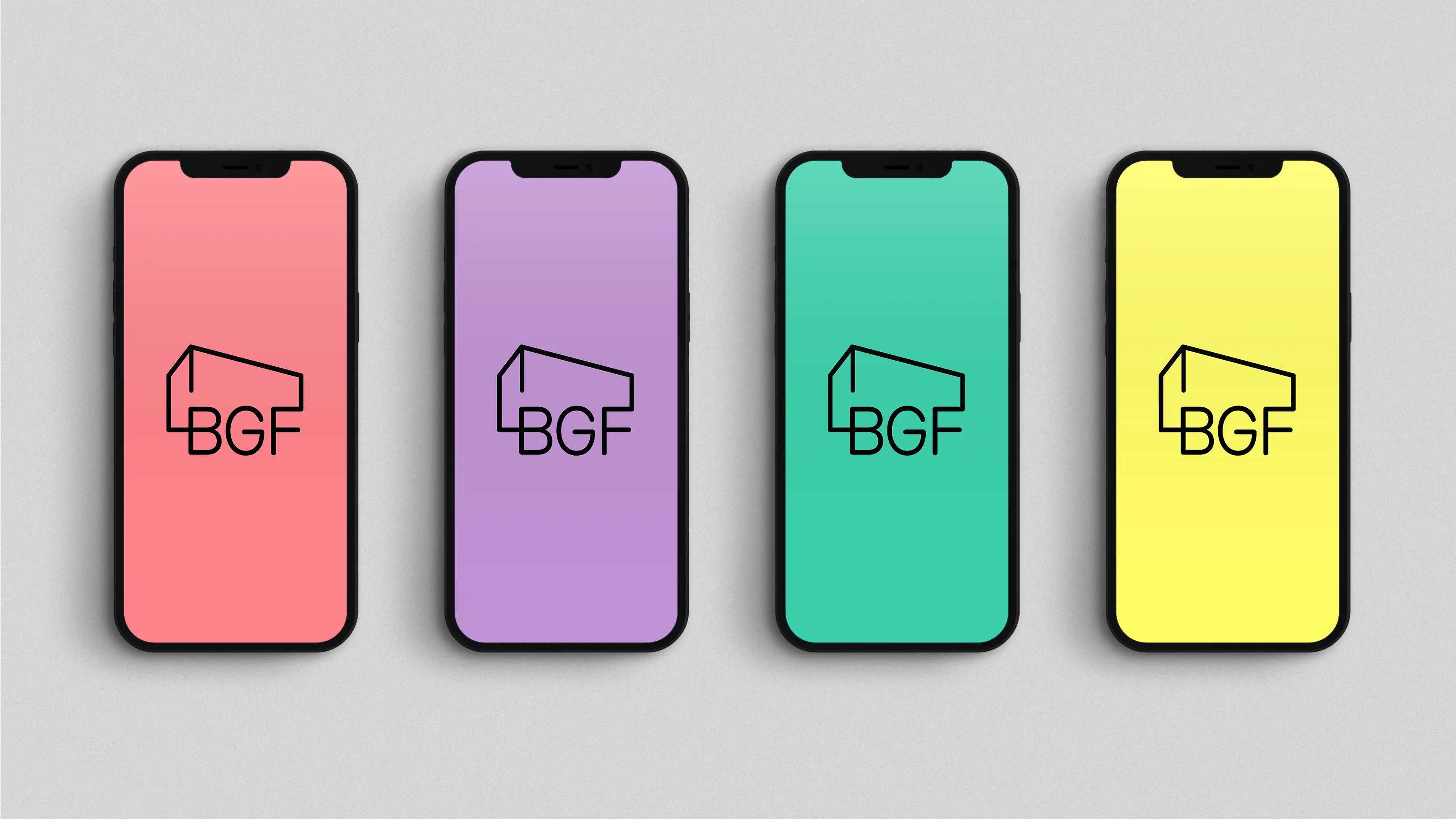 Vier Smartphones mit Logo BGF Zürich