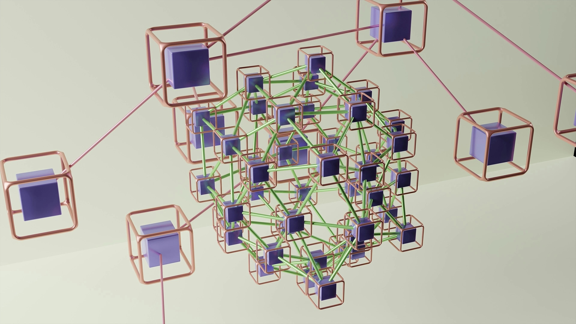 3D Grafik mit vernetzten Quadraten