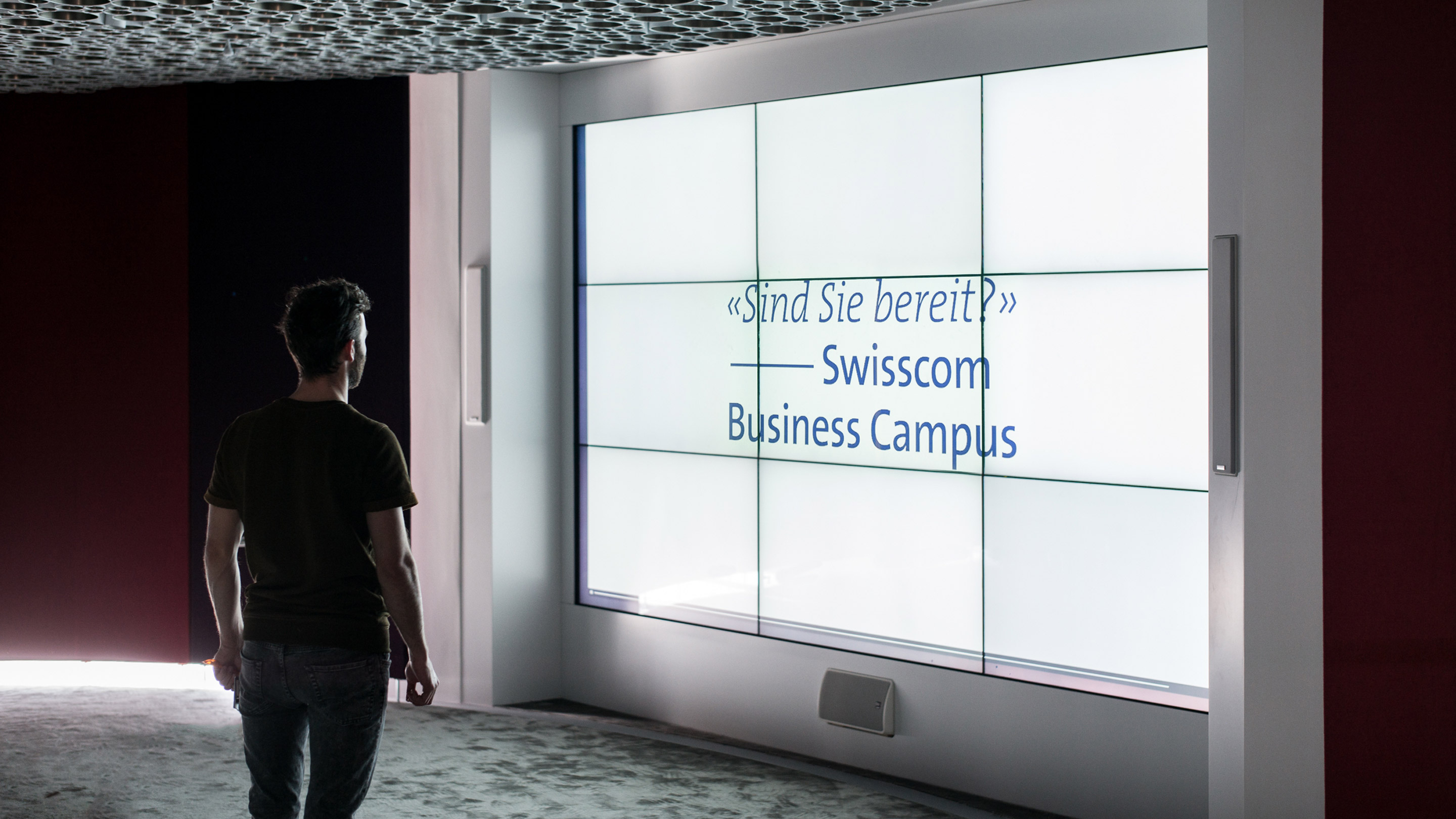 Unser Touchscreen Design der Infowall des Swisscom Business Campus.